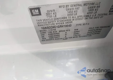 2016 Chevrolet Tahoe Ltz from USA, damaged, VIN 1GNSCCKC1GR419643